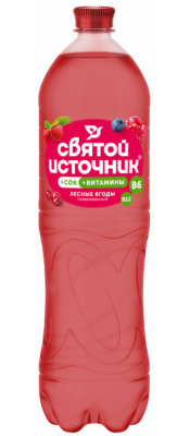 Святой источник Напиток 0,5л газ.безалк.Вода + Сок со вкусом лесных ягод ПЭТ