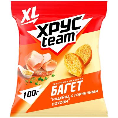 Хрустеам Сухарики 100г Багет Индейка с горчичным соусом