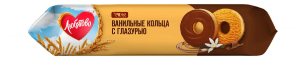 Любятово Печенье сдобное 190г Ванильные кольца с глазурью